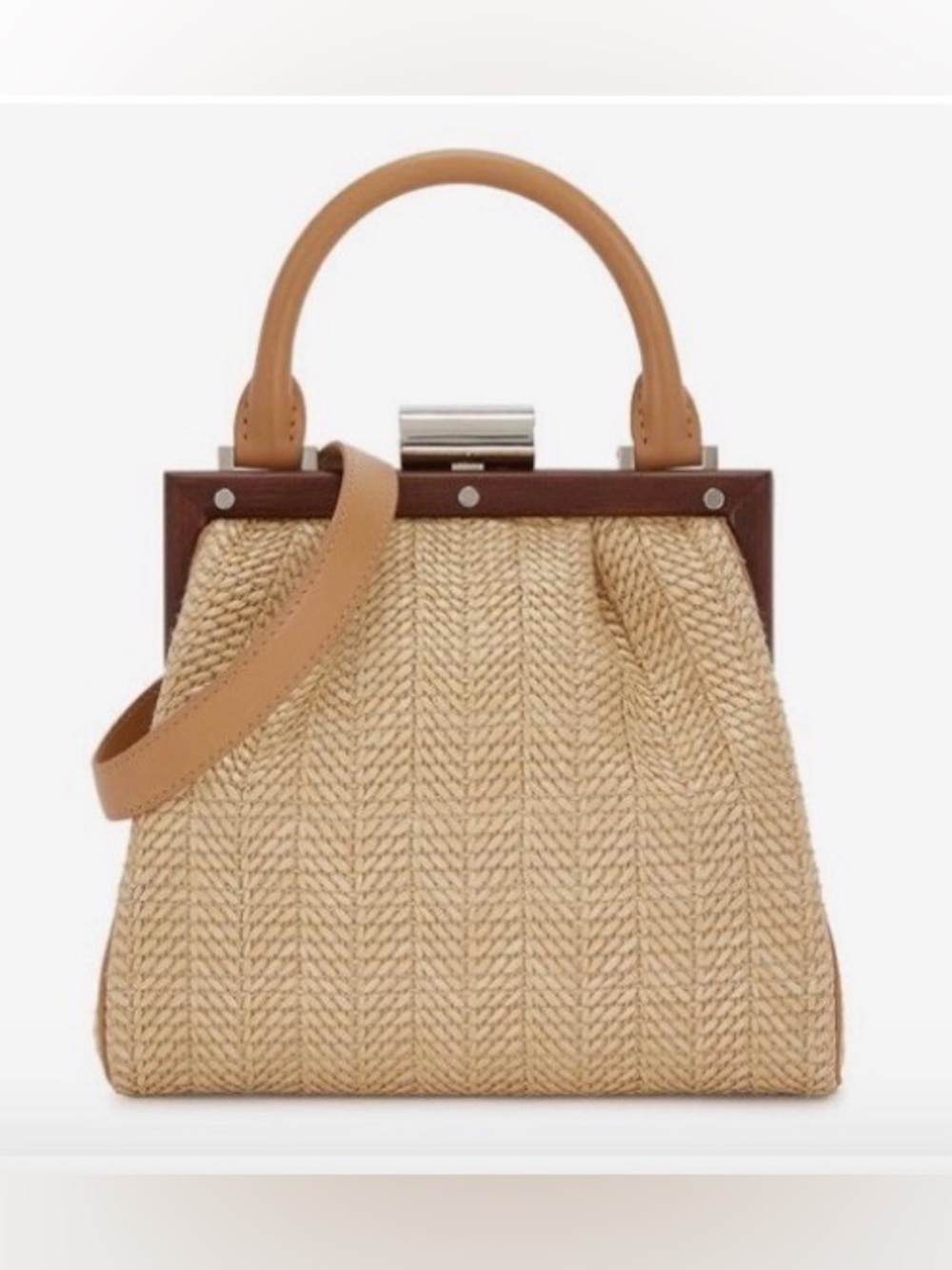 PERRIN PARIS Le Mini Attelage Raffia clutch purse